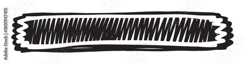 A hand-drawn rectangular banner with a wavy border and hatched fill, created in a rough, sketchy grunge style and isolated on a clean white background for design projects