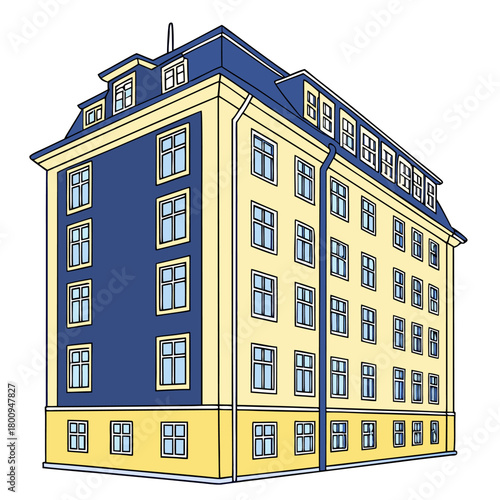 Classic European Residential Building Illustration