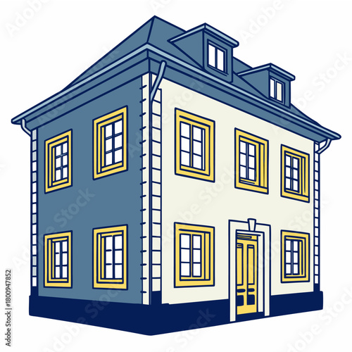 Classic European Residential Building Illustration