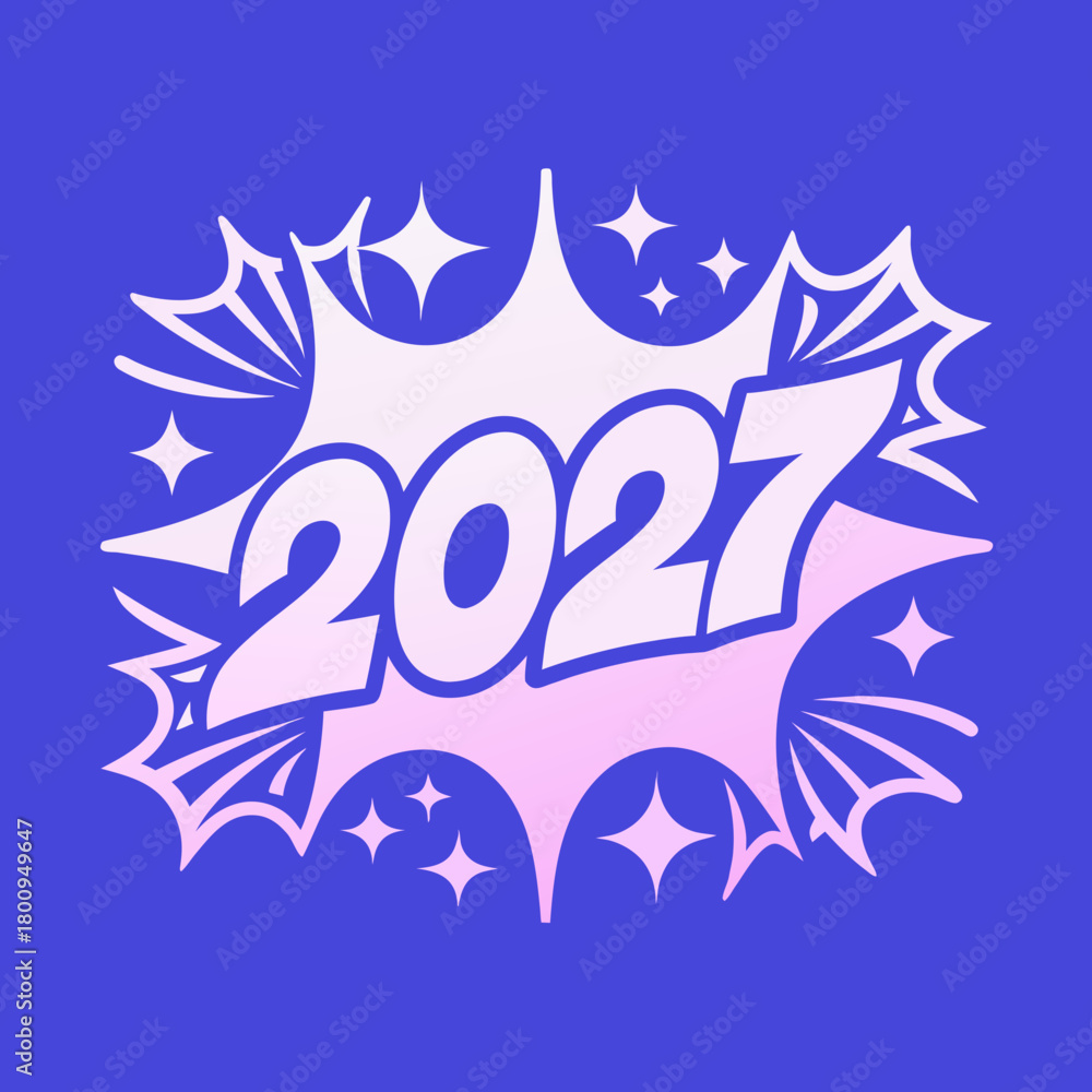 Obraz premium 2027 comic burst pop art vector new year