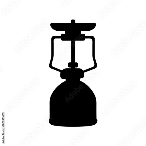 Compact camping stove silhouette for outdoor adventures and portable cooking