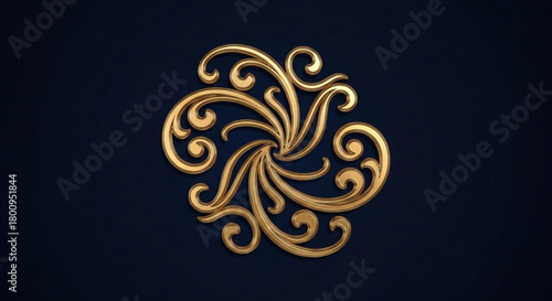Elegant golden swirl design on a dark blue background, perfect for adding a touch of luxury and sophistication to any project, creating a visually appealing and memorable design