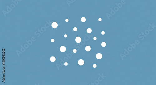 A cluster of white circles on a blue background, creating a minimalist and modern design with varying sizes and arrangements of the dots