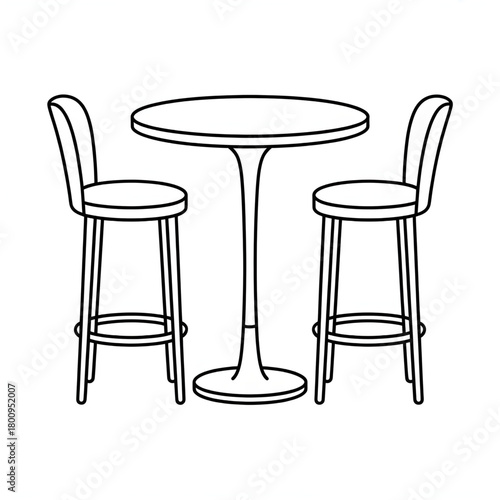 Bar Table and Stools Coloring Page Simple Furniture Line Art