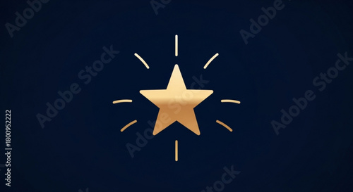 Golden star shining brightly against a dark blue background, symbolizing hope, success, and inspiration, creating a sense of wonder and magic