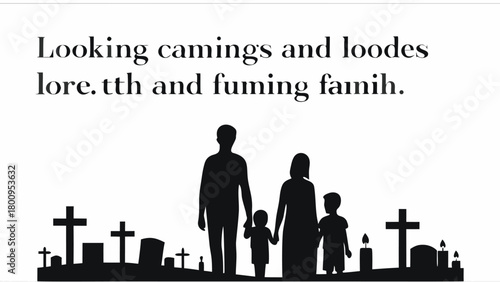 Family visits loved ones at cemetery, remembering and honoring them with love and respect icons