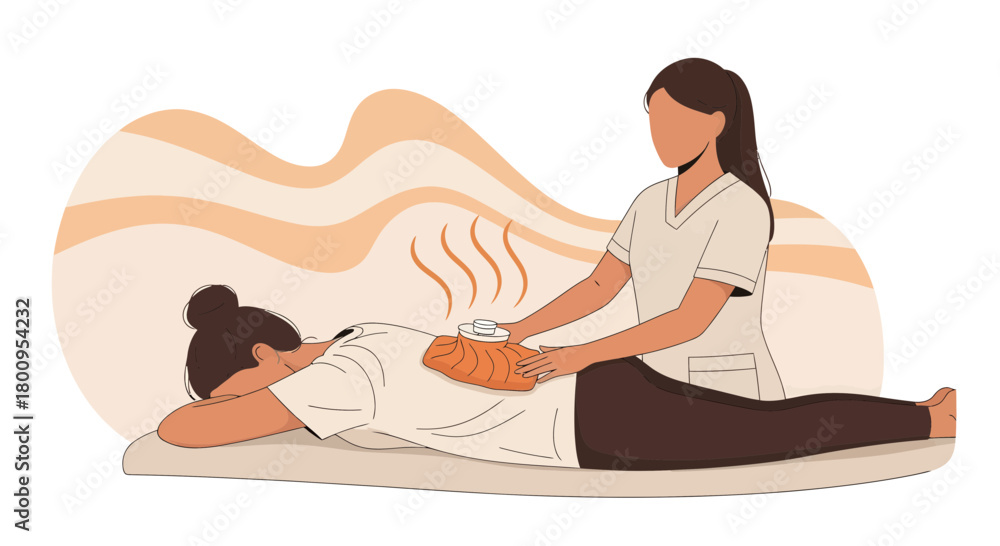 Fototapeta premium Therapist Applying Heat Therapy to Patient for Pain Relief and Therapeutic Benefits