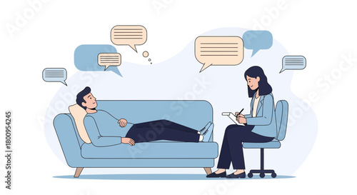 Therapist Consulting Patient About Mental Health Issues In A Session For Healthcare