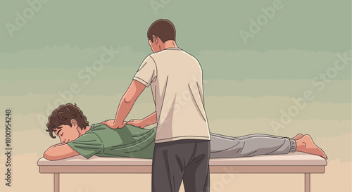 Therapist Giving Deep Tissue Massage to Patient on Medical Table for Wellness
