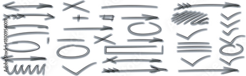 Collection of various black line art arrows and directional symbols displayed