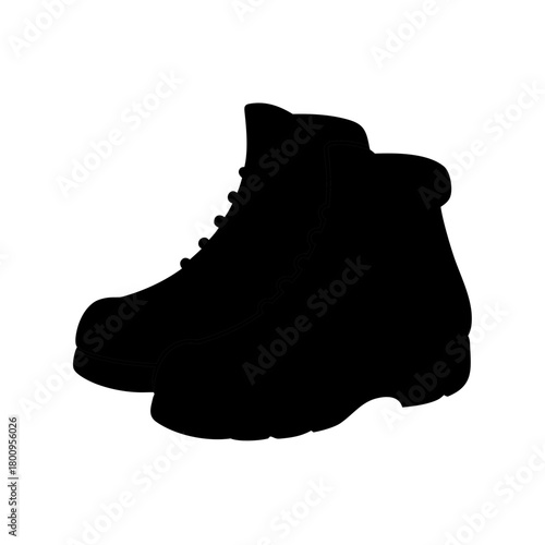 Silhouette of a rugged hiking boot for outdoor adventures and trekking gear