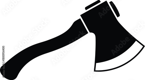 A simple black and white illustration of a traditional lumberjack axe