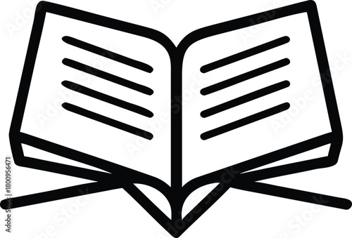 Holy Quran open book on rehal line icon Islamic religion symbol for Ramadan Kareem