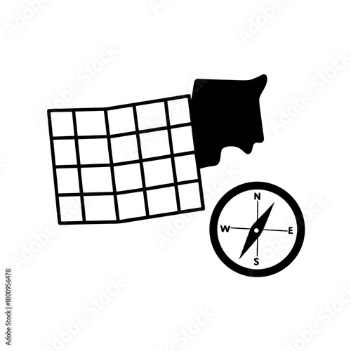 Map grid and compass for navigation and exploration guidance