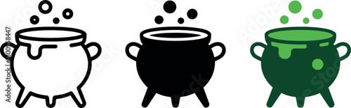 Halloween Spooky Cauldron Potions and Brews in Vector Illustration Three different versions