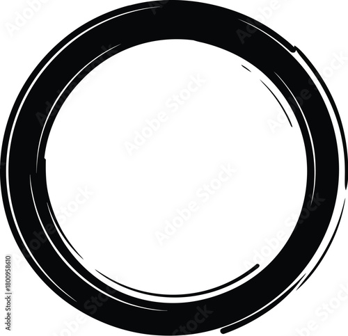 A simple black circle brushed onto a plain white background minimalist design