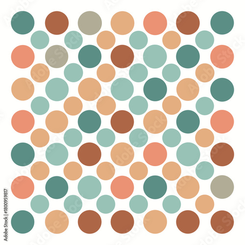 Seamless Retro Polka Dot Pattern Vector Background: Repeating Circles in Vintage Color Palette