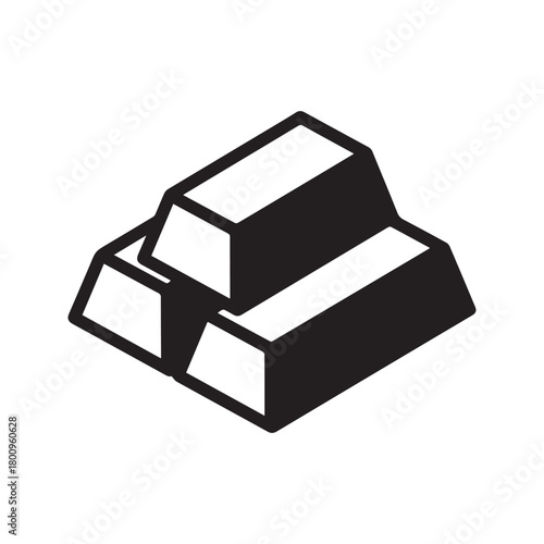 Gold Bars Icon. Stacked bullion vector symbol. Simple black graphic illustration of ingots. Symbol of wealth, banking, finance, and investment, isolated on white background.

