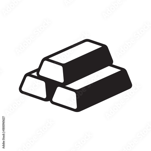 Gold Bars Icon. Stacked bullion vector symbol. Simple black graphic illustration of ingots. Symbol of wealth, banking, finance, and investment, isolated on white background.
