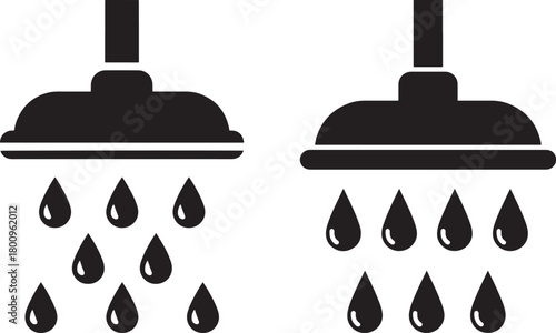 Shower head silhouette with water drops