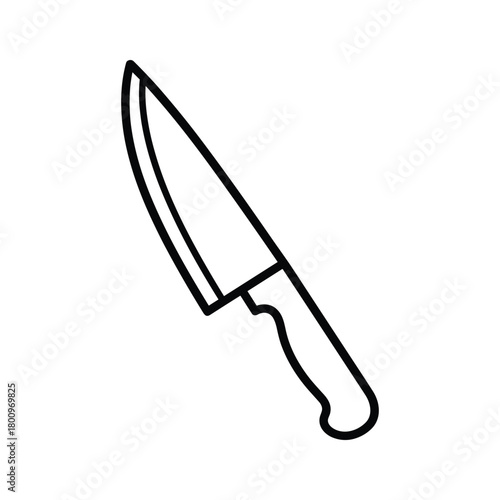 Kitchen knife icon outline, chef's essential utensil for cooking and meal preparation in professional culinary settings.