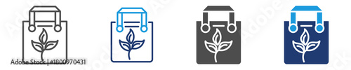 eco bag icon set multiple style