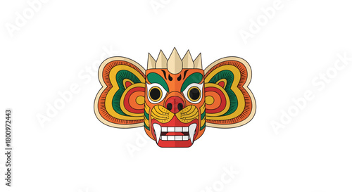 Vibrant and fierce traditional mask design captures cultural heritage and festive spirit for diverse visual projects