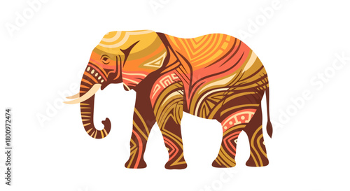 Stunning tribal patterned elephant design evokes African savanna spirit and exotic adventure