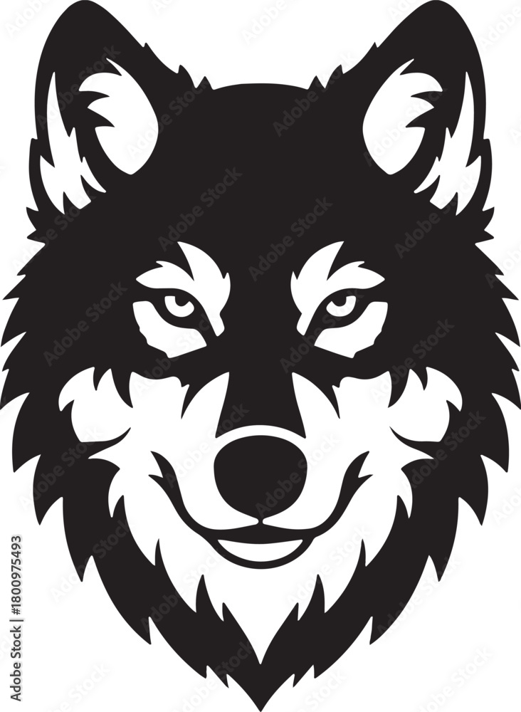 Fototapeta premium Wolf Head Silhouette_Fierce Wild Animal Logo Illustration