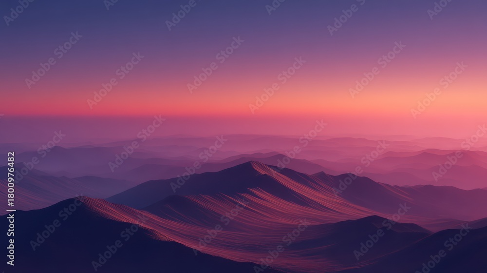 Fototapeta premium A glowing horizon of crimson dissolves into violet gradients layered like molten waves Textures shimmer with silky smoothness