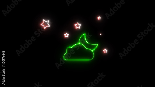 Glowing cloud and moon with star, night sky background
