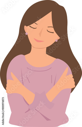 Woman Self Hug illustration.