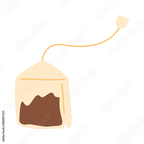 Tea Bag Illustration, tea pack, paper bag with tea
