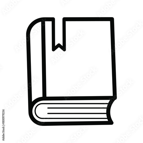 Book icon with bookmark symbol, isolated simple outline vector illustration for education, knowledge, learning concepts