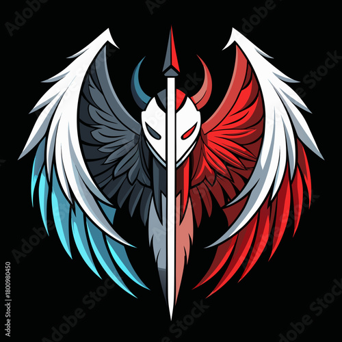 “seamless less pattern of Dual Nature Angel–Demon Vector Portrait”