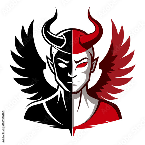 “Dual Nature Angel–Demon Vector Portrait”