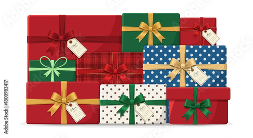 Festive gift box assortment for holidays, celebrations, & joyful surprises - Perfect for marketing, invitations, and seasonal promotions now!