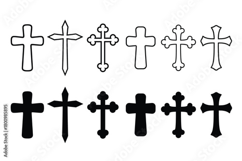 Christian Cross Silhouette Symbol Set