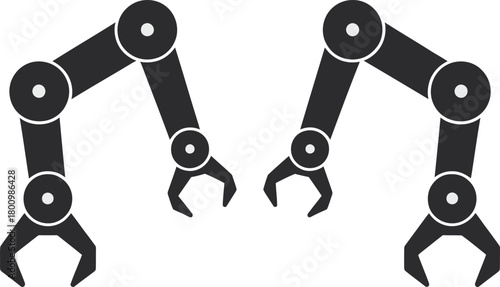 Modern industrial robotic arms automation technology icon set