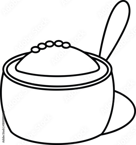 Caviar Tin and Spoon Line Art with Transparent Background