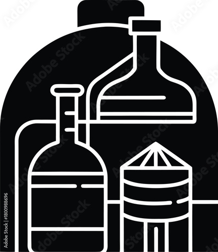 Craft Gin Distillery Line Art Transparent Background