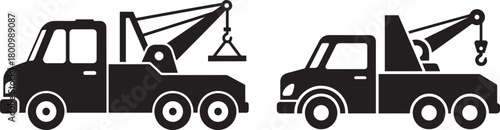 Two tow truck silhouettes with cranes