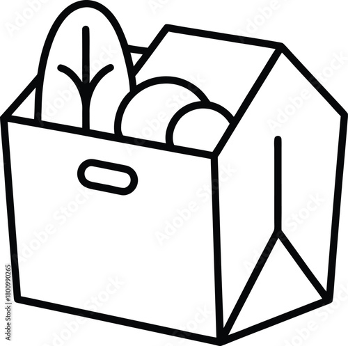 Food Subscription Package Line Art Transparent Background