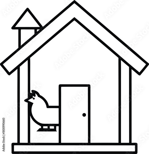 Free Range Chicken Coop Line Art Transparent Background