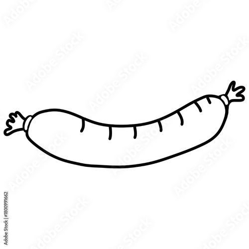 Hand Drawn Cartoon Sausage Line Art Illustration