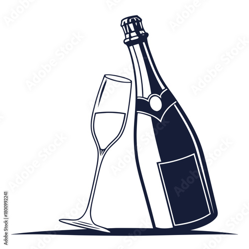 champagne bottle and glass. Toast champagne glasses celebration cheers drink sparkling wine party event occasion special moment vector.