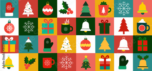 Christmas geometric seamless pattern  background, 