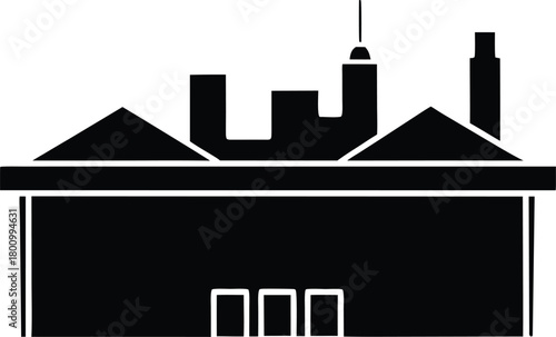 Rooftop bar skyline line art transparent background