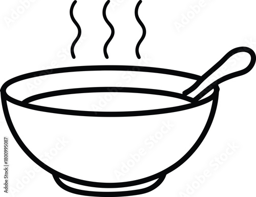 Serving Soup Line Art Transparent Background