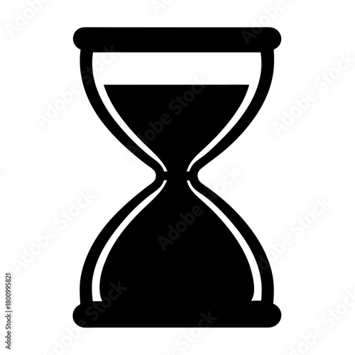 Simple black and white illustration of an hourglass with time slipping away